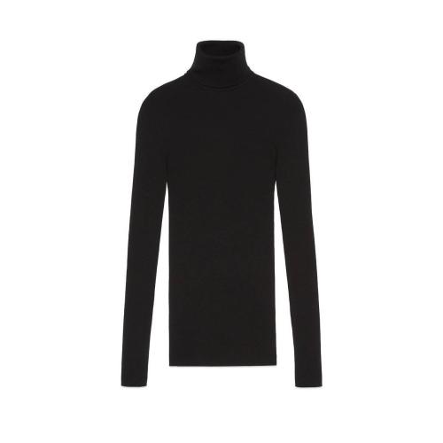  GUCCI古驰 22年秋冬 女士 细罗纹针织羊毛高领衫 467680 XKA7X 1000