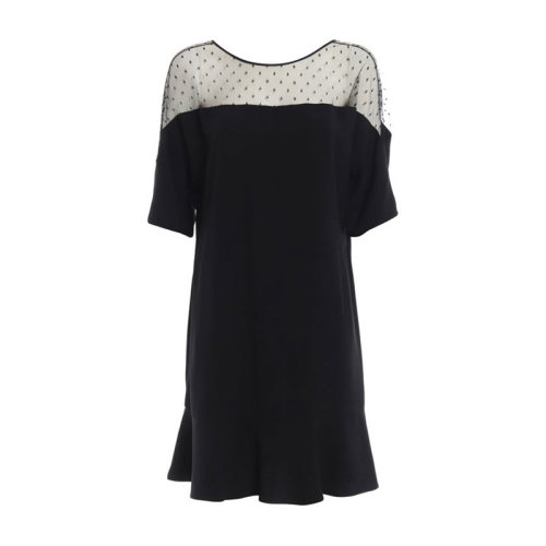 Valentino/华伦天奴  女裙 春夏 时尚百搭 薄纱领口 女士黑色连衣裙 RR3VAA250WB0NO  HKY210303