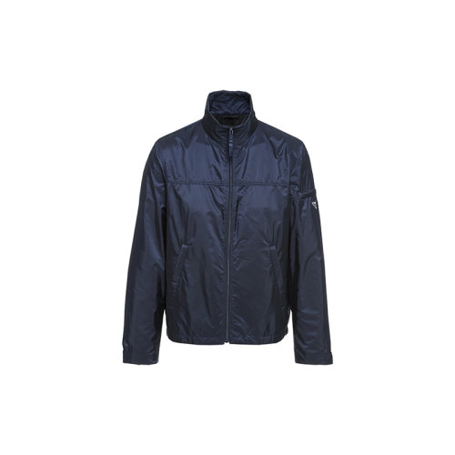 PRADA/普拉达 22年新款 男士海军蓝色尼龙左臂饰有金属三角标志拉链开合长袖立领夹克外套SGB766_1WQ9_F0C6D_S_211