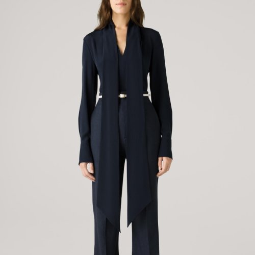 【21春夏】St.John/盛蔷真丝修身系带女士长袖衬衫K313CA1