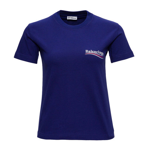 Balenciaga/巴黎世家 女士 服装  深蓝色圆领字母LOGO印花棉质T恤  女士短袖T恤