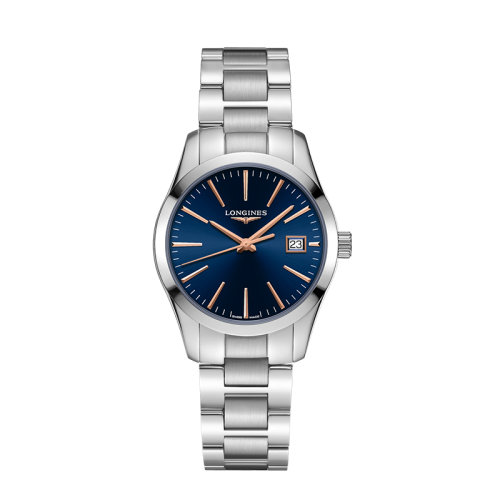 LONGINES/浪琴 康铂系列精钢蓝色表盘石英女士腕表34毫米 L2.386.4.92.6