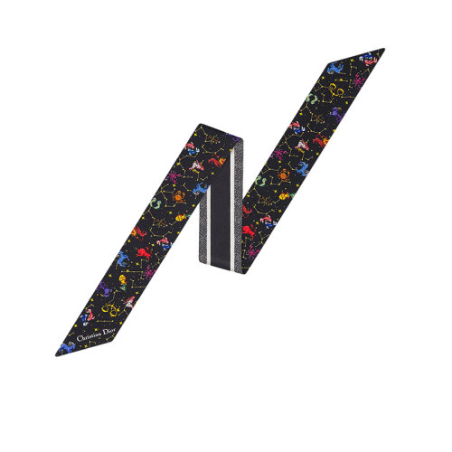 DIOR/迪奥 22年秋冬新款 MITZAH系列 女士黑色桑蚕丝斜纹面料多色Zodiac Pixel印花丝巾24PCO106I611_C988