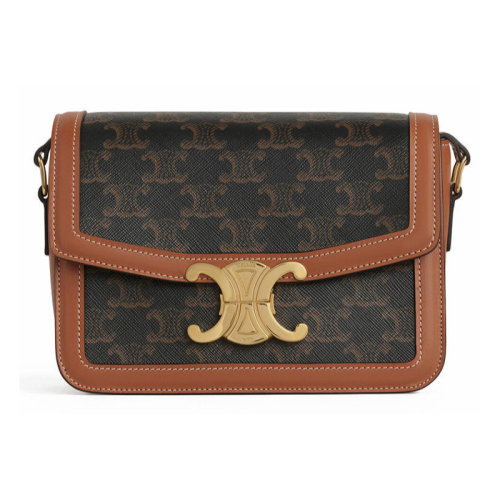 Celine 赛琳女包 斜挎包 凯旋门 TRIOMPHE小号标志印花和牛皮革手袋