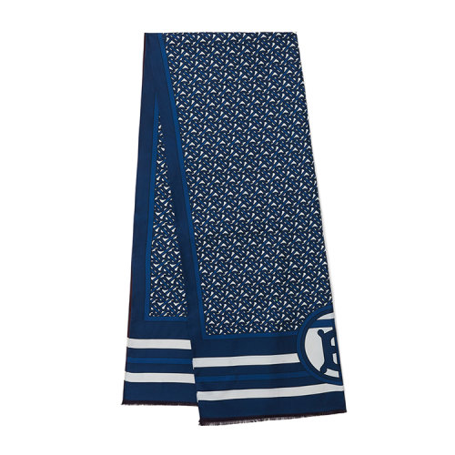 BURBERRY/博柏利 新款海洋颂歌系列 女士双面会标印花真丝围巾80396201