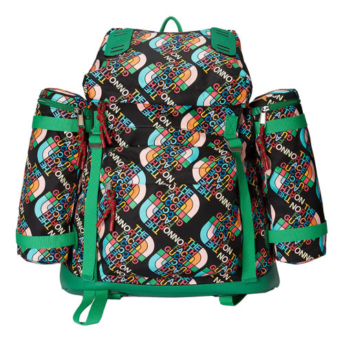 GUCCI/古驰 22新款北面联名系列 男士黑色/绿色尼龙主题系列印花双肩背包650294UNHAN1164