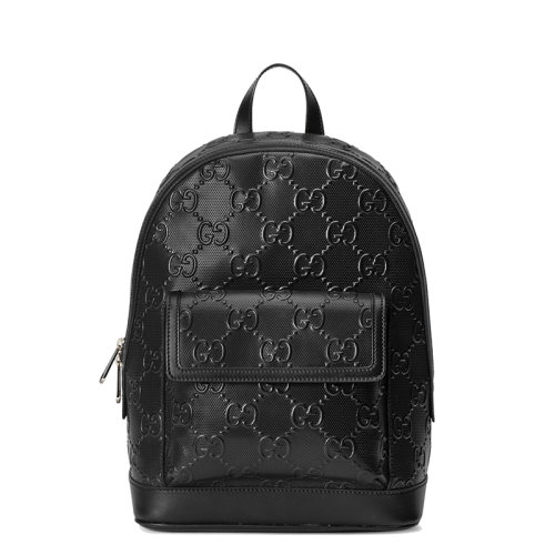 GUCCI/古驰 21新款GG embossé系列 男女同款黑色双G压纹皮革背包双肩包6585791W3BN1000