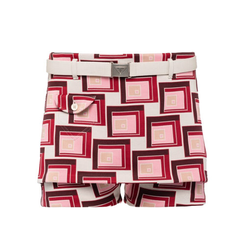 PRADA/普拉达 22年早春新款 男士粉红色提花针织修身版型短裤UMP104_10EZ_F0028_S_221