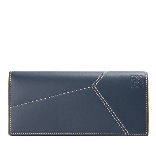 LOEWE/罗意威 Puzzle系列 男士海洋色缝线光滑小牛皮长款横款卡夹钱包0010641041