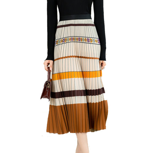 GeleiStory/GeleiStory 春夏新款高腰a字垂感显瘦中长款百搭长裙子  女装＞女士裙装＞女士半身裙