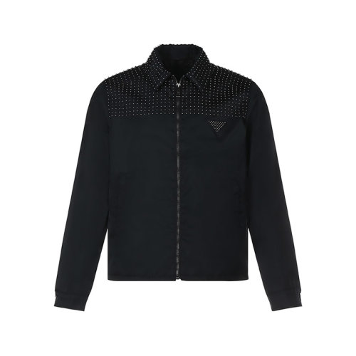 PRADA/普拉达【22年新款】男士再生锦纶Re-Nylon铆钉装饰夹克上衣外套 SGB987 1WQ8 S 22年1