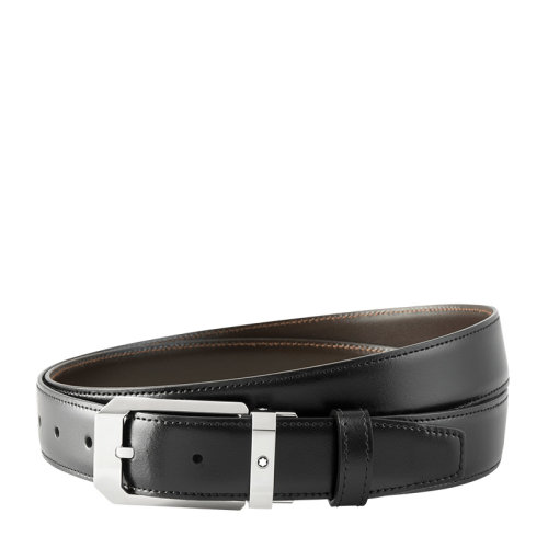 MontBlanc/万宝龙 男士经典系列黑色/棕色双面牛皮商务休闲皮带腰带 可裁剪 116579