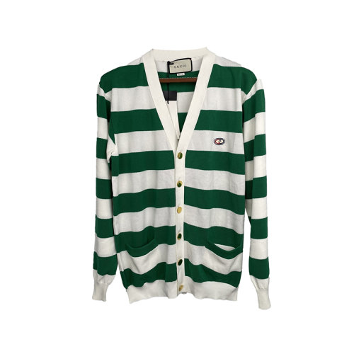 Gucci 古驰  女士清新绿色条纹开衫