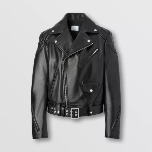  BURBERRY 22年秋冬 女士 菱形绗缝裁片皮革机车夹克 80649021