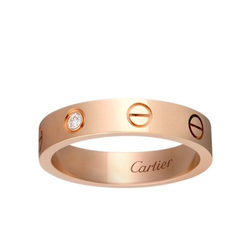 CARTIER/卡地亚 经典款LOVE 18K金玫瑰金钻石戒指结婚对戒 镶嵌1颗钻石 B4050700
