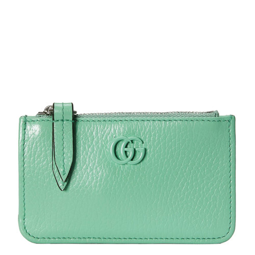 GUCCI/古驰 22新款GG Marmont系列 女士薄荷绿皮革同色系扣拉链开合钥匙包卡包70107017WEF3451