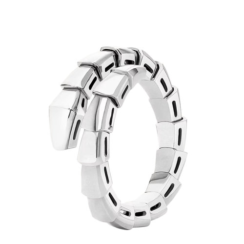 BVLGARI/宝格丽 22新款SERPENTI Viper系列 18K金白金几何风格戒指指环358646