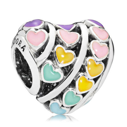 PANDORA/潘多拉 女士多色925银珐琅缤纷爱心时尚优雅吊坠串珠 797019ENMX