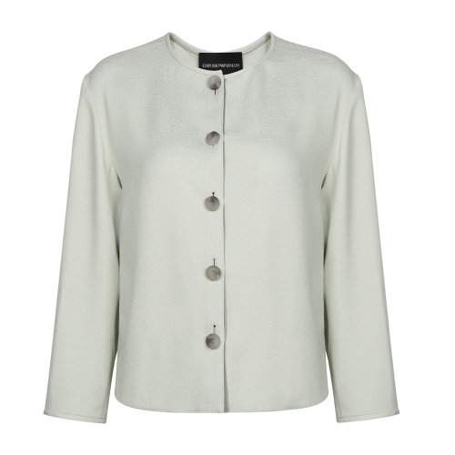 Emporio Armani/安普里奥阿玛尼 水绿色 女士垂感纽扣装饰轻薄罩衫 5NB11T-52011-521