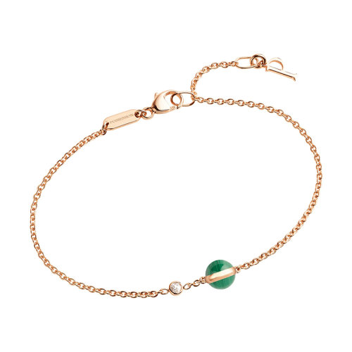 PIAGET/伯爵经典款POSSESSION时来运转系列 18K金玫瑰金孔雀石镶钻手链 G36PB700