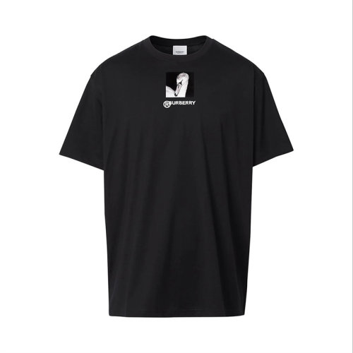 BURBERRY/博柏利 男士黑色棉质字母徽标印花装饰圆领短袖上衣T恤 4563805-BLACK