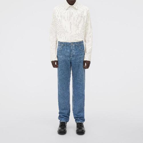 BV葆蝶家 22年秋冬 男士 休闲裤 pantalon en cuir imprime effet denim 713844V2BC04600