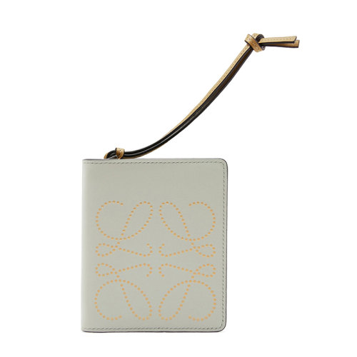 LOEWE/罗意威 21新款 女士浅绿色/深金色小牛皮圆点徽标图案拉链钱包0010593192