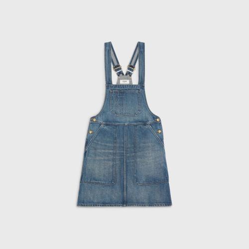  CELINE赛琳思琳 22年秋冬 女士 连衣裙 联合水洗色工装风格牛仔连衣裙 2U091930F.07UW