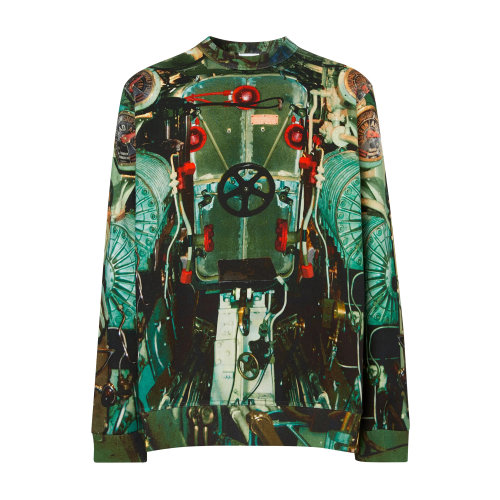 BURBERRY/博柏利 男卫衣 纯棉绿色潜艇印花圆领男士卫衣 长t 休闲上装 瑕疵特卖（陈列痕迹，不影响使用）