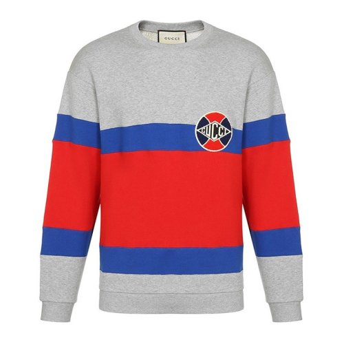 GUCCI/古驰 男装 服装 灰色红色棉质圆领长袖 男士卫衣