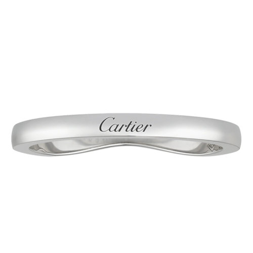 CARTIER/卡地亚 pt950铂金无钻 简约大气弧形波浪 Ballerine戒指 求婚结婚订婚对戒  B4092800