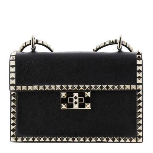 Valentino/华伦天奴 女士黑色小号丝绒 Rockstud无限量手提包 QW2B0C45-WMN-0NO