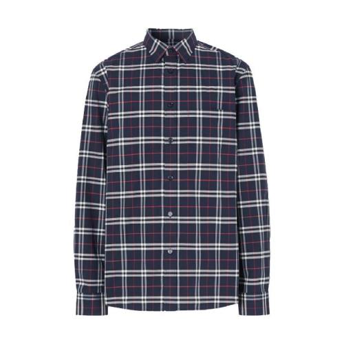  BURBERRY 22年秋冬 男士 小格纹弹力棉衬衫 80186401