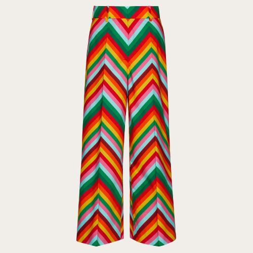  VALENTINO华伦天奴 22年秋冬 女士 休闲裤 PANTALON EN COTON a IMPRIMé CHEVRON VALENTINO A