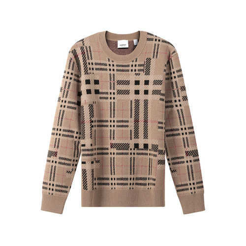 BURBERRY/博柏利 男士针织衫/毛衣 男款山羊绒圆领长袖针织衫羊绒衫格纹提花 80455231