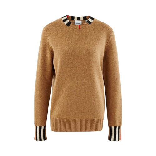 BURBERRY/博柏利 标志性条纹装饰羊绒针织衫 女士针织衫/毛衣 80203911