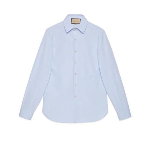  GUCCI古驰 22年秋冬 男士 饰双G棉质真丝衬衫 699550 ZAJOL 4910