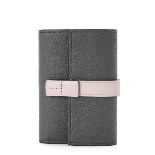 LOEWE/罗意威 女士小号无烟煤色/幽灵色柔软粒面小牛皮立式钱包0010593416