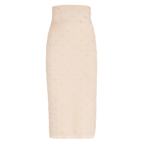 FENDI/芬迪 女士浅粉色真丝高腰中长半身裙FZQ645AHEAF1ENM