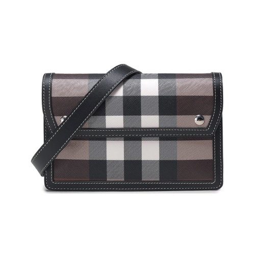 BURBERRY/博柏利 【22秋冬新款】 男女通用款热塑性聚氨酯/织物/皮革单肩斜挎包手拿包深桦木棕格纹 80527911