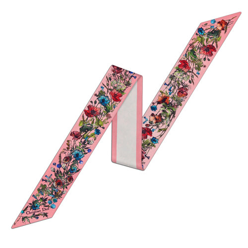 DIOR/迪奥新款 女士牡丹粉色D-Millefiori印花真丝斜纹布丝巾15MIF106I611_C428