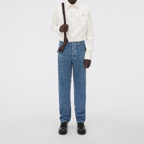  BV葆蝶家 22年秋冬 男士 长袖衬衫 chemise en cuir imprime a fines rayures 713841V2E609003