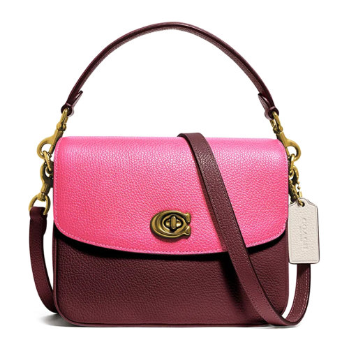 COACH/蔻驰【专柜款】Cassie系列19号女士拼色抛光鹅卵石皮革金属C字徽标旋扣开合翻盖包单肩包斜挎包手提包女包 89088 多色可选