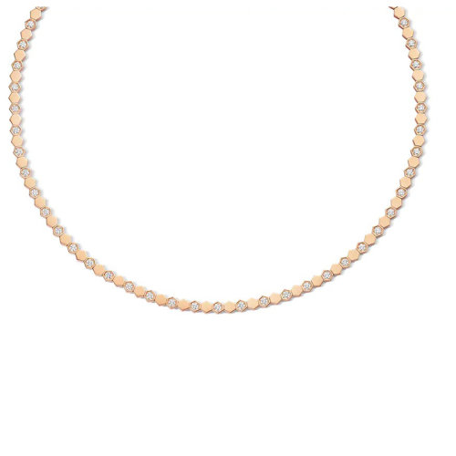 Chaumet/尚美 Bee My Love系列 女士18k金玫瑰金几何图案切割钻石项链084399