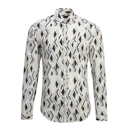 GUCCI/古驰  男装 服饰 拼色棉质翻领棉质经典logo款 男士长袖衬衫