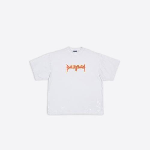  BALENCIAGA巴黎世家 22年秋冬 男士 短袖T恤 Mens Metal T-shirt Oversized in White 694576TM