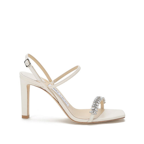 Jimmy Choo/周仰杰 女士皮革一字带高跟凉鞋 MEIRA 85 BBN