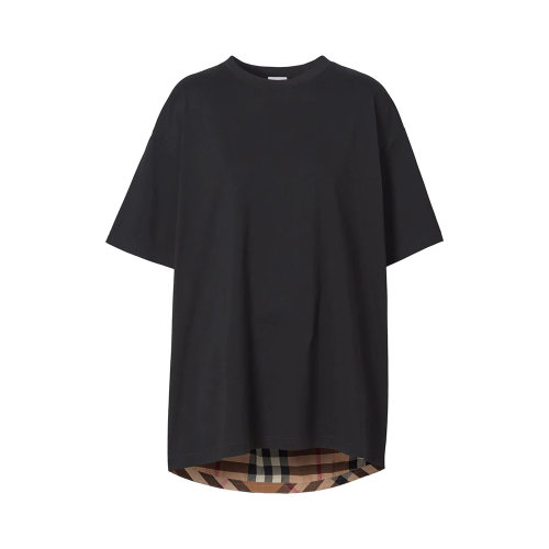 BURBERRY/博柏利 女士拼色棉质复古格子图案圆领短袖上衣T恤 8044962