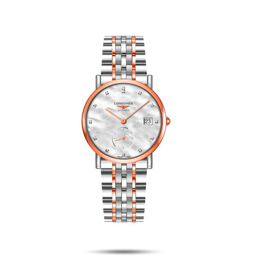 LONGINES/浪琴 22年秋冬新款 博雅系列 女士白色珍珠母贝表盘自动机械机芯精钢表壳表带腕表34.5毫米L4.312.5.87.7