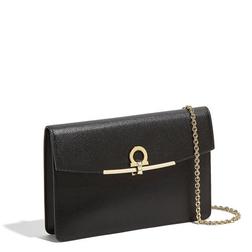Salvatore Ferragamo/菲拉格慕 链条GANCINI迷你包 女士斜挎包 黑色 715708-22D697-085